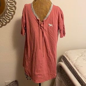 VS Pink Baseball-Inspired Lace-Up Tee